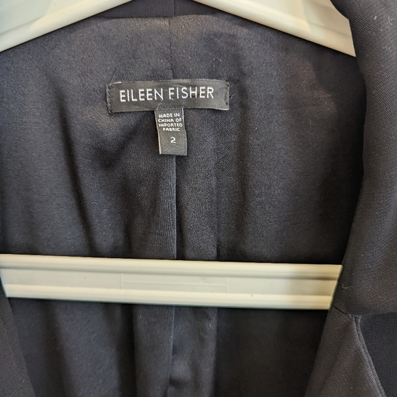 Eileen Fisher black notch collar blazer tuxedo style 2 runs large - Picture 3 of 3